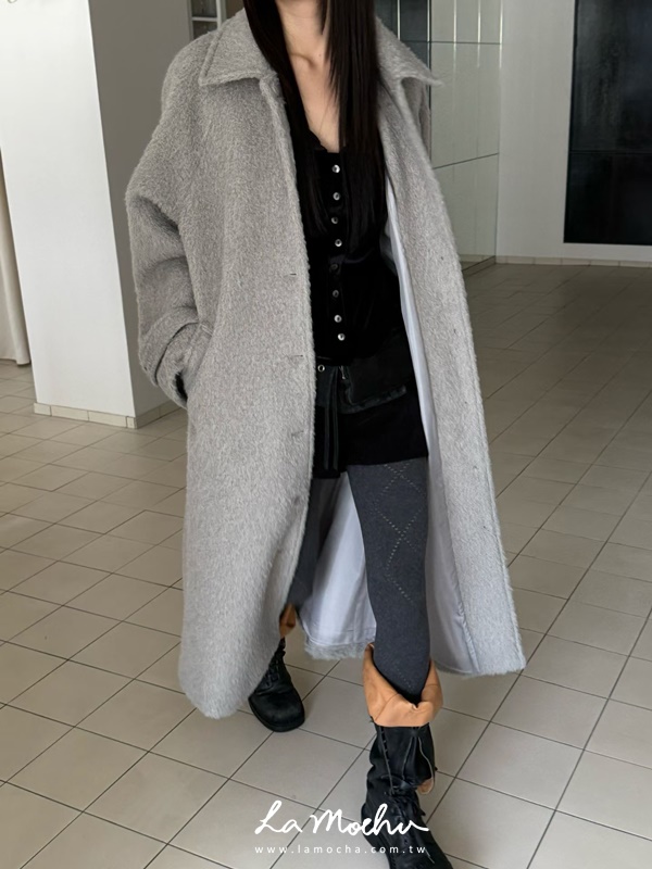 排扣羊毛綁帶大衣